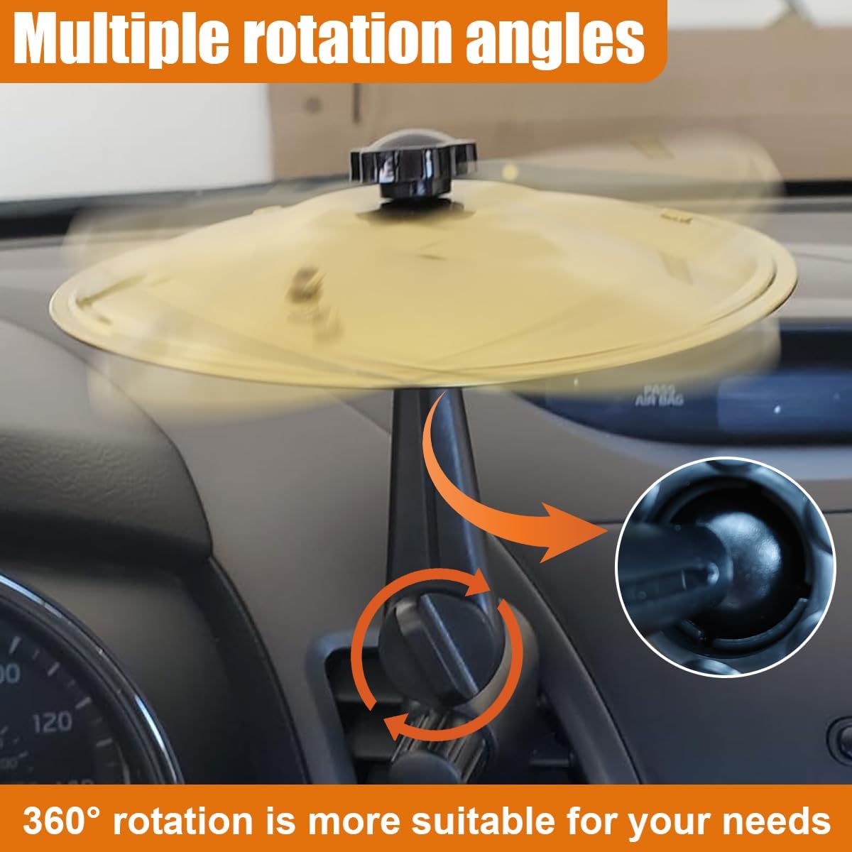 Car Cymbal Air Vent Clip, Clip-On Mini Drum Crash Cymbal for Auto Dashboard, Metal Car Symbol Drum Decoration, Novelty Funny Musical Presents for Music Lovers & Drummers, Tool-Free (Gold) image 5