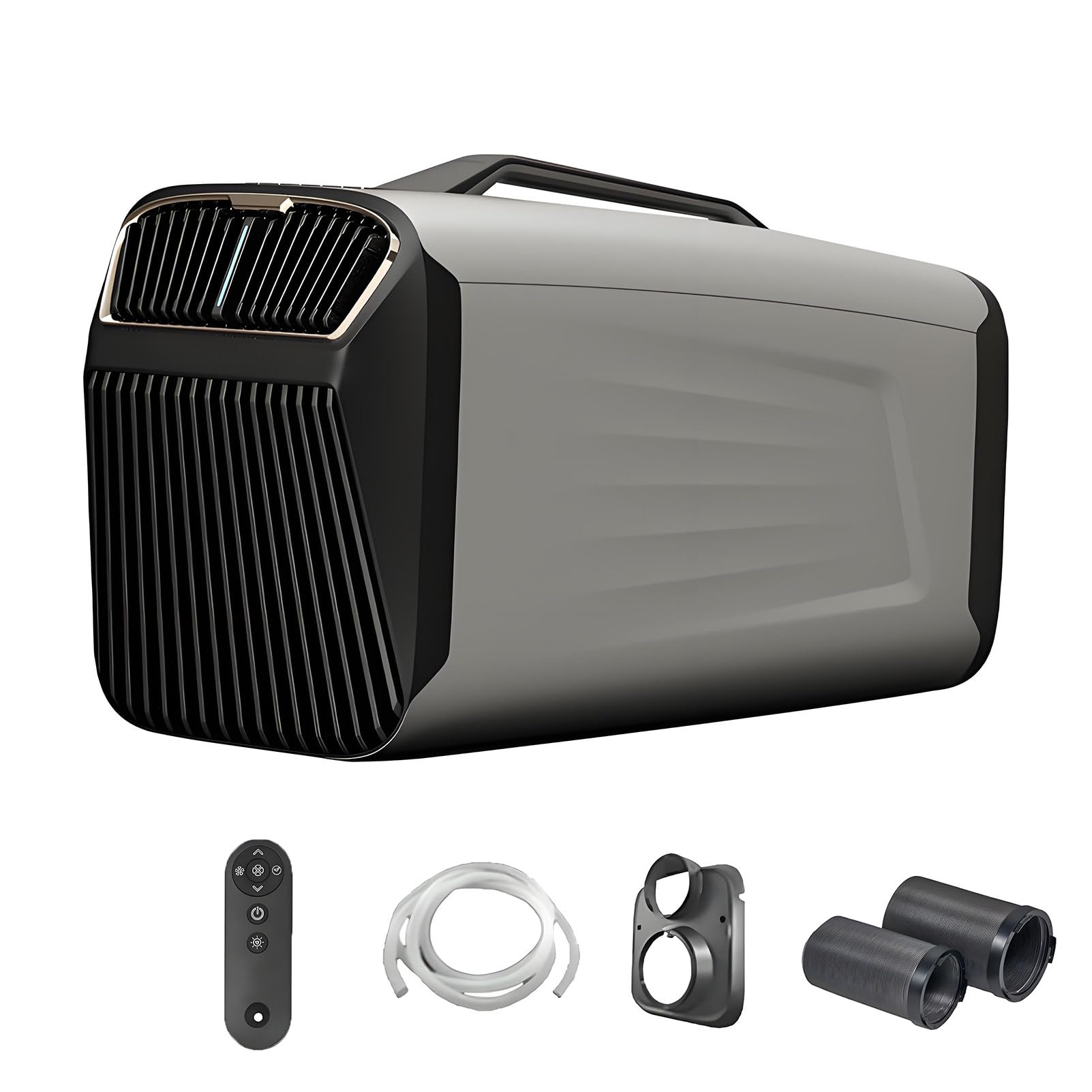 EpyGnom Portable Camping Air Conditioner, 5200BTU Mobile Tent AC Unit, Cooling + Dehumidify + Fan + Sleep Mode + 24h Timer, 400W Low Power, for RV, Truck, Van and Car Cooling Silver