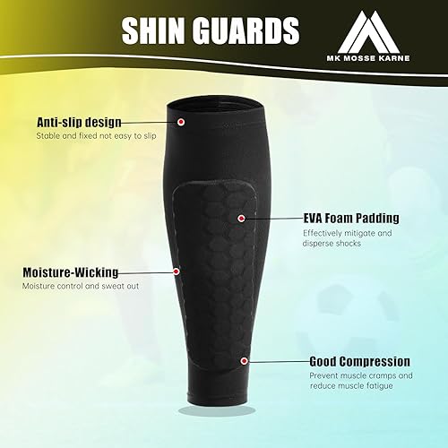 Miniatura 2 de Espinilleras de fútbol para jóvenes y adultos, con relleno, para hombres, mujeres, niños, niñas