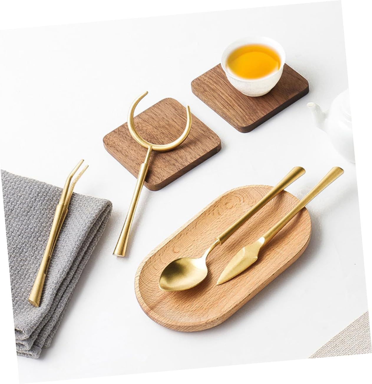 Tea Set Including Strainer Scoops Bottle Clip 4-piece Stainless Steel Tea Ceremony Accessories