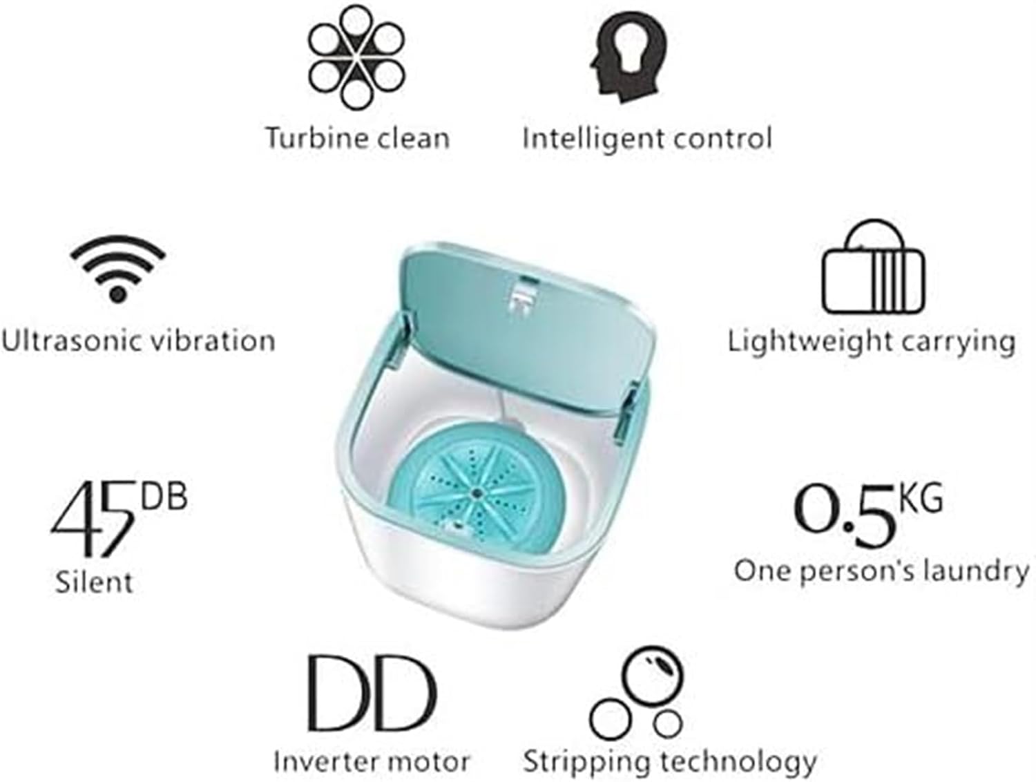 PUCHEN Washer Machine Mini Washing Machine Portable Small Laundry Tub Washer for Underwear,Socks,Baby Clothes,Towel USB Power for Apartment,RV,Travel,Camping