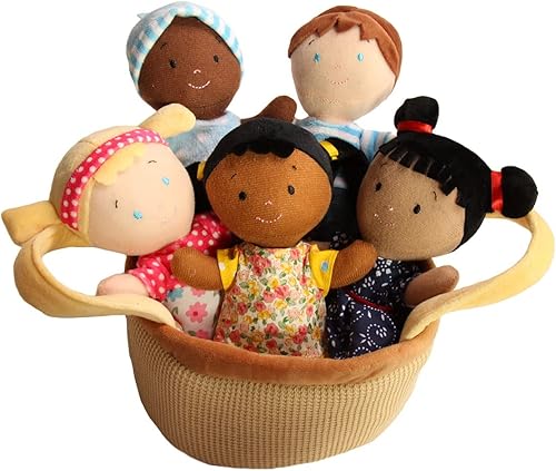 Snuggle Stuffs Basket of Buddies - Juego de 5 muñecas de felpa de 8 pulgadas