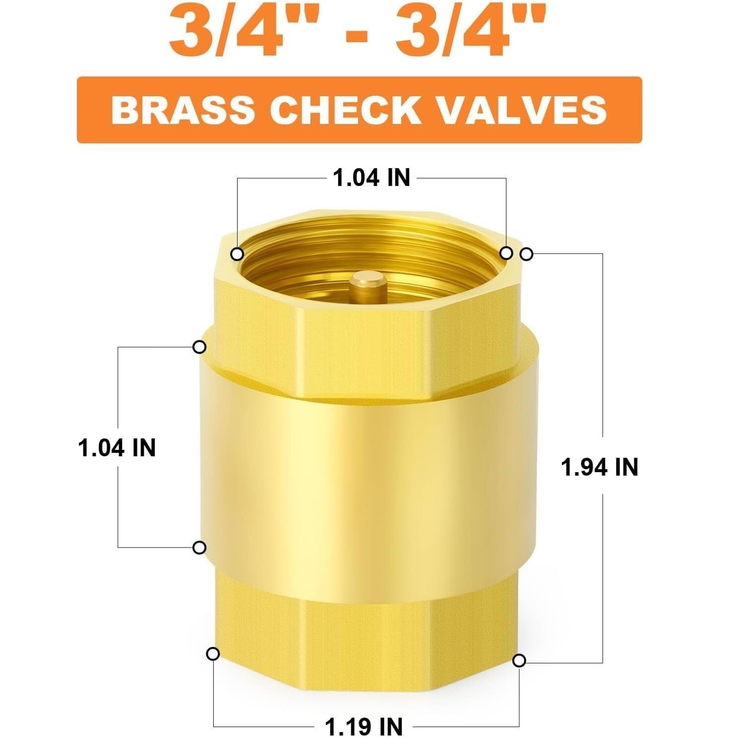 Clapet anti-retour 1/2 ''3/4'' 1 ''1-1/4'' en laiton filetage femelle anti-retour unidirectionnel clapet anti-retour vertical(3/4'')