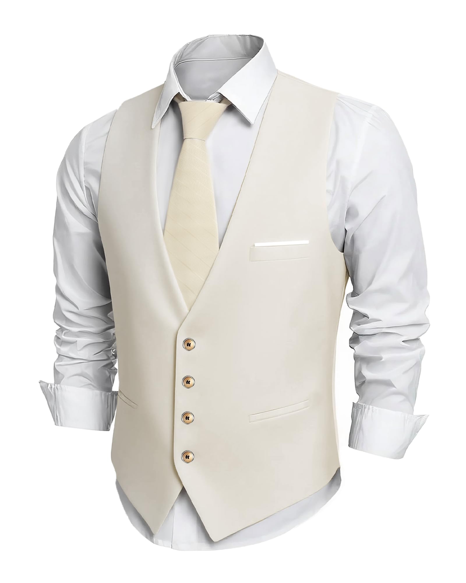 Photo 1 of PARTTELY Men's Suit Vest Mens Classic Casual Business Dress Vests with Pockets for Business Formal Wedding Prom