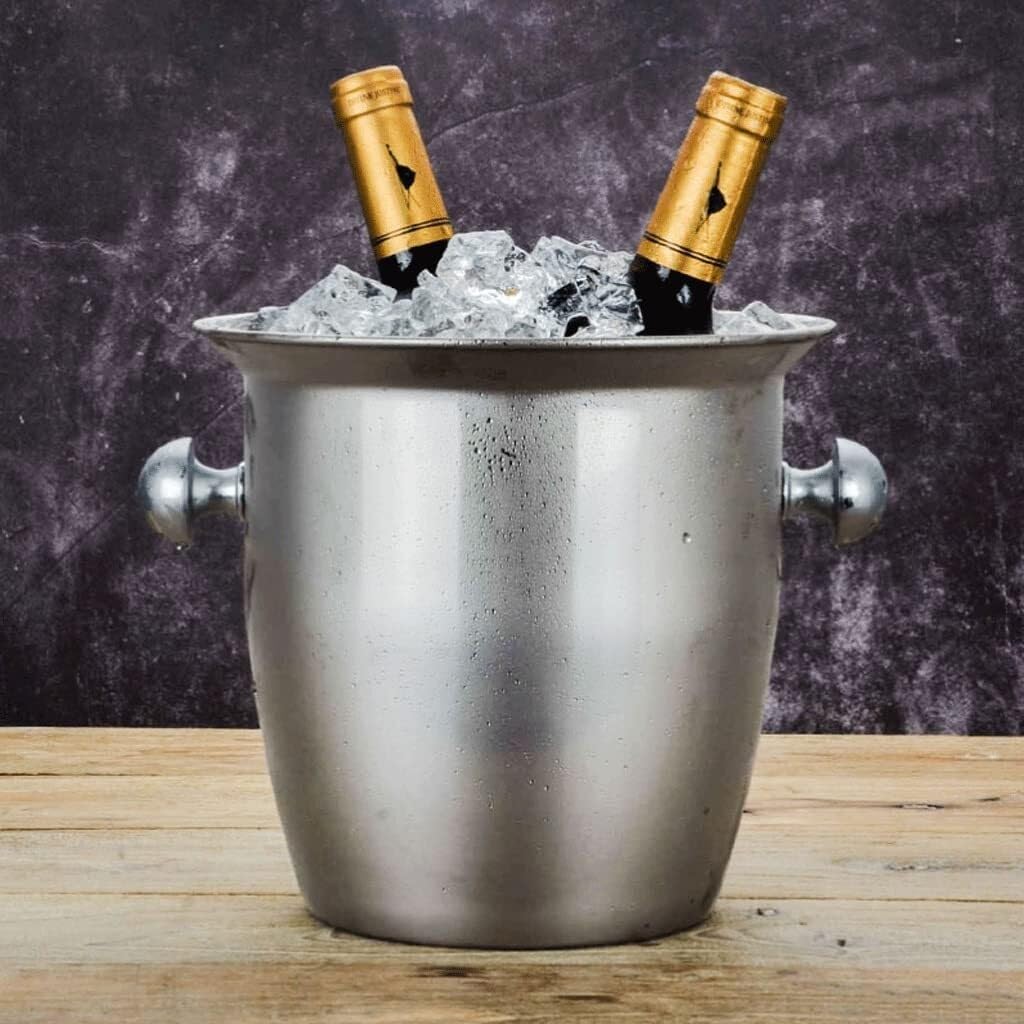 JCAKES Cubeta de Hielo Cubo de Hielo Grueso de Acero Inoxidable for Fiestas, Barra casera, Cerveza fría, Cubo de Hielo de Gran Capacidad, manténgalo frío y seco Fiesta (Color : Large 5l)