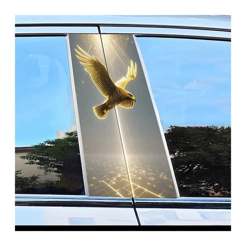 Bertdcx One Color Car B Pillar Waterproof Center Column Stickers Golden Eagle Pattern Scratch Resistant Film Auto Parts