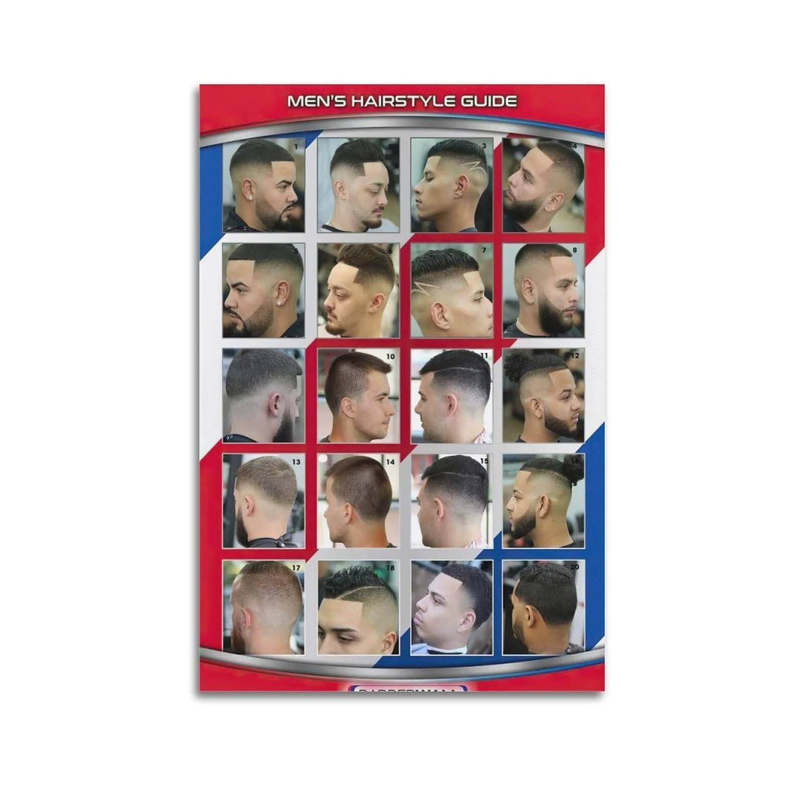 ZDVHOMCB Barber Shop Decor Poster Vintage Haircut Style Chart Wall-Art Sign for Salon Waiting Room Man Cave Decor Framed,12x18inch(30x45cm)