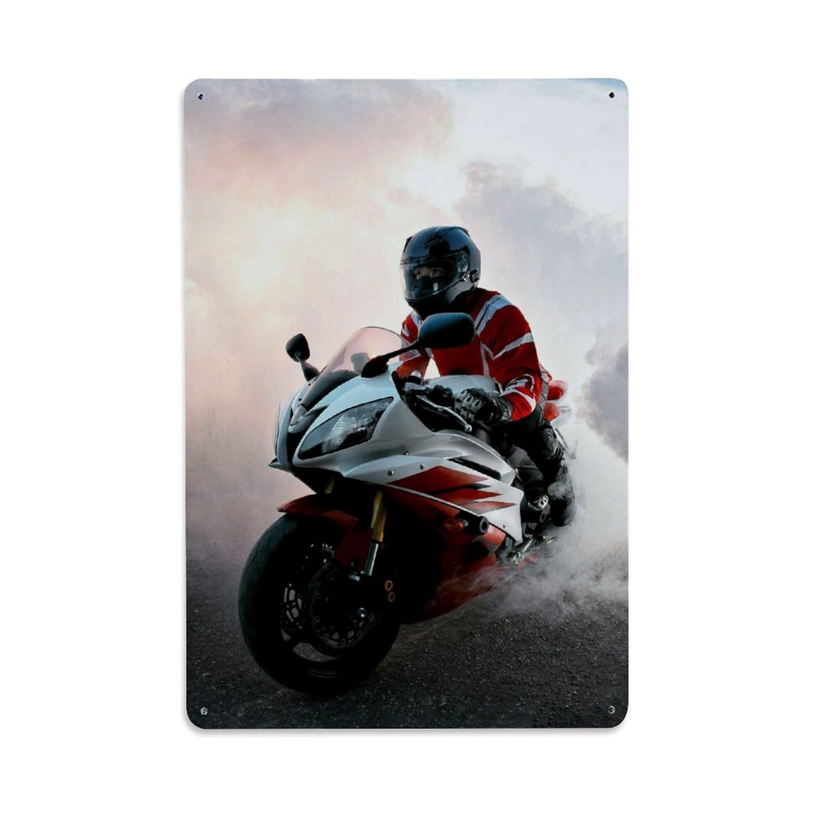 Yzf-R6 Racing Supersport Sportbike Performance Extreme Sports Metal Tin Sign Plaque Wall Decor for Cafe, Man Cave, Club Bar, Office, Home Garden Round Metal Poster 8x12Inch