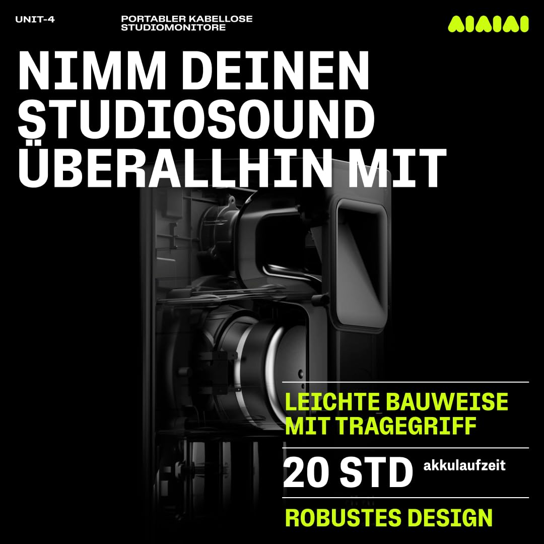 AIAIAI Unit-4 Wireless+ moniteurs de Studio Portables sans Fil, Audio sans Fil Non compressé à Ultra Faible Latence, Plus de 20 Heures d’autonomie (Paire)