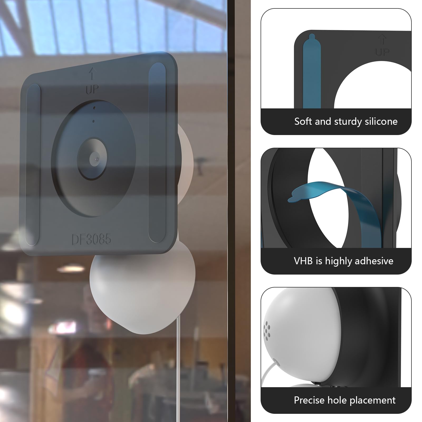 Adhesive Window Mount Bracket for Google Nest Cam Indoor(Wired)-2nd Gen Camera, No Screws Self-Adhesive Easy Installation Glass Window Mounting (1-Pack，Black)