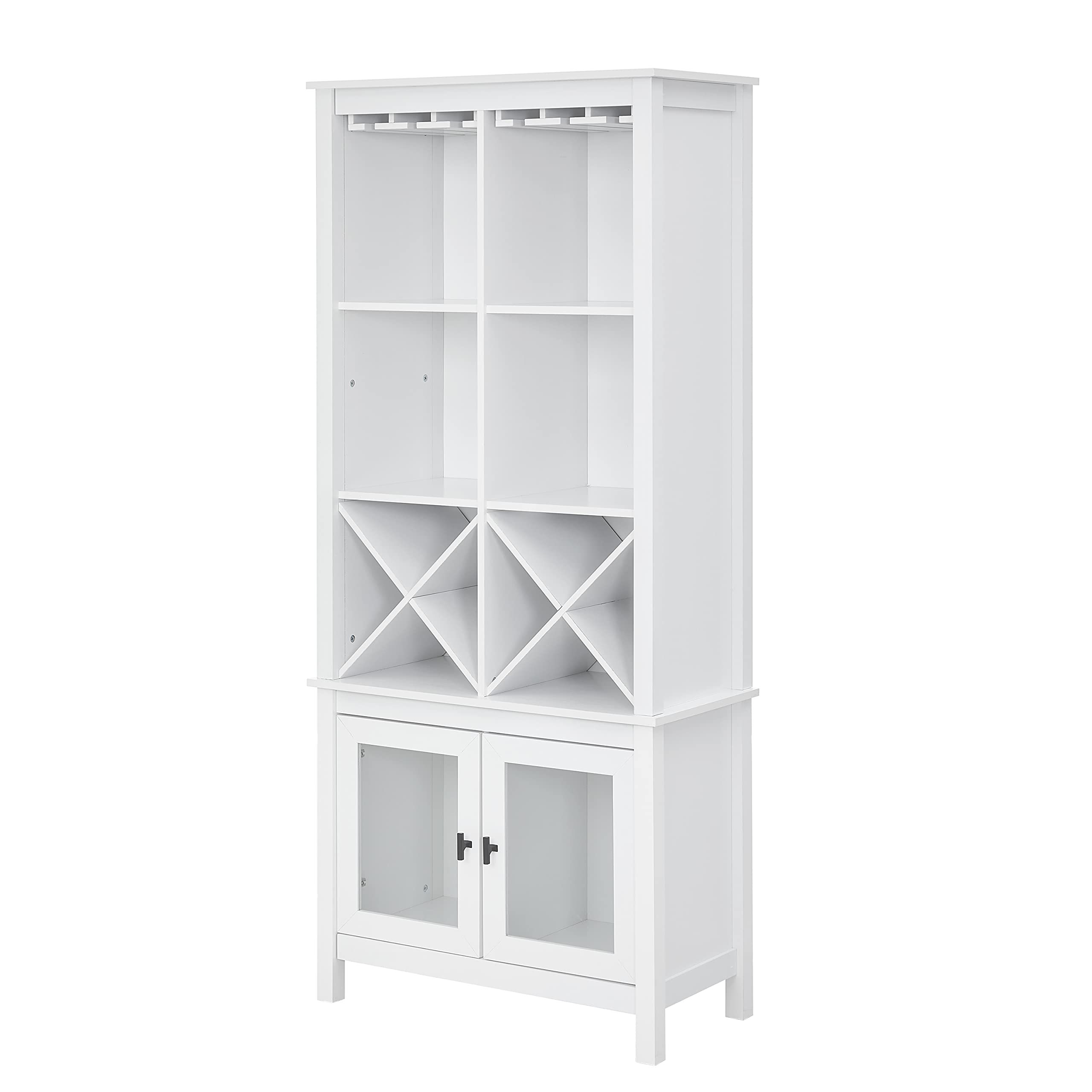 Home Source Jill Zarin White Bar Bookshelf with Glass Doors