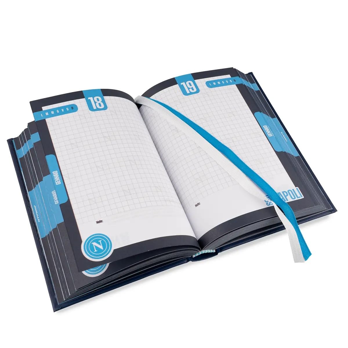PRESTIGE & DELUXE Zaino scuola Napoli Azzurro con mini pallone + Astuccio 3 piani zip completo di cancelleria + Diario + lunch Bag + Borraccia termica 400 ml + portachiave squadra
