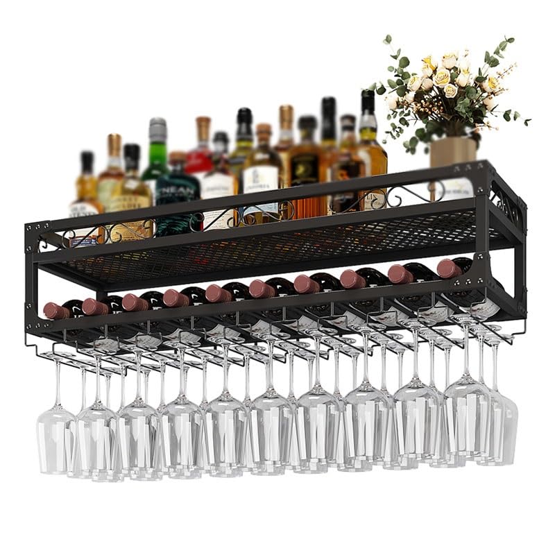 Étagère à vin murale en fer de style industriel chic pour décoration