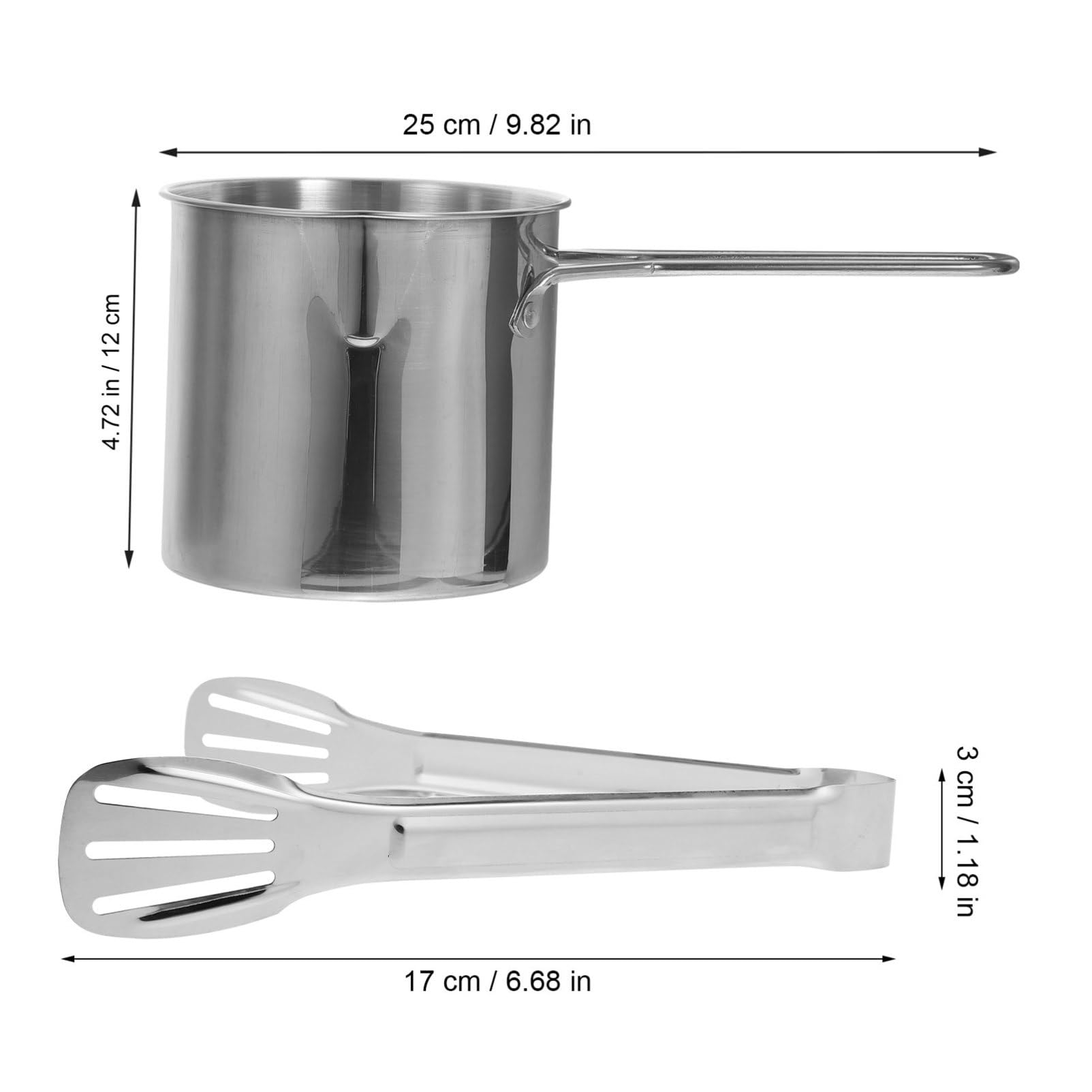 Ciieeo 1set Stainless Steel Fryer Set with Tongs Deep Fryer Pot for Ergonomic Handle for Breakfast Food Preparation Non- to Clean Cookware