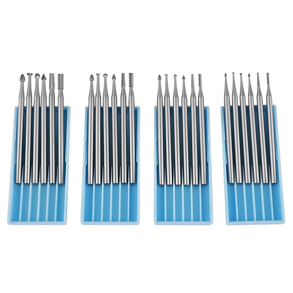 BOFRHME 24 Pcs 3/32inch(2.3mm) Round Shank Steel Wood Carving Drill Bits for Rotary Tools Compatible with Engraving Pen
