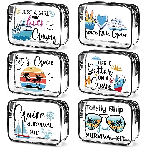 Cunno Makeup Bags Gifts for Women Summer Beach Cruise Swim Nurse Teacher Dance Gift Survival Kit Clear Cosmetic Bags PVC Waterproof Travel Toiletry Handbags Purses Organizer(Cruise Style)