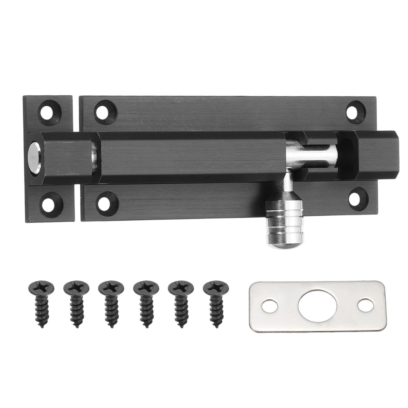 PATIKIL Door Lock Bolt 4"(Black), Door Latch Slide Bolt Lock Security Sliding Gate Latch with Screws, Suit for Fence/Window/Cabinet/Shed/Barn/Garden
