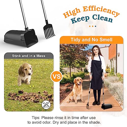 Pooper Scooper Swivel Bin Rake Kit, Dog Pooper Scooper with 20 Waste Bags for Large Dogs Heavy Duty Medium Small Dogs, Pet Waste Removal Scoop with Long Handle for Lawn, Yard, Kennel, Black Pooper Scooper Swivel Bin Rake Kit, Dog Pooper Scooper with 20 Waste Bags for Large Dogs Heavy Duty Medium Small Dogs, Pet Waste Removal Scoop with Long Handle for Lawn, Yard, Kennel, Black
