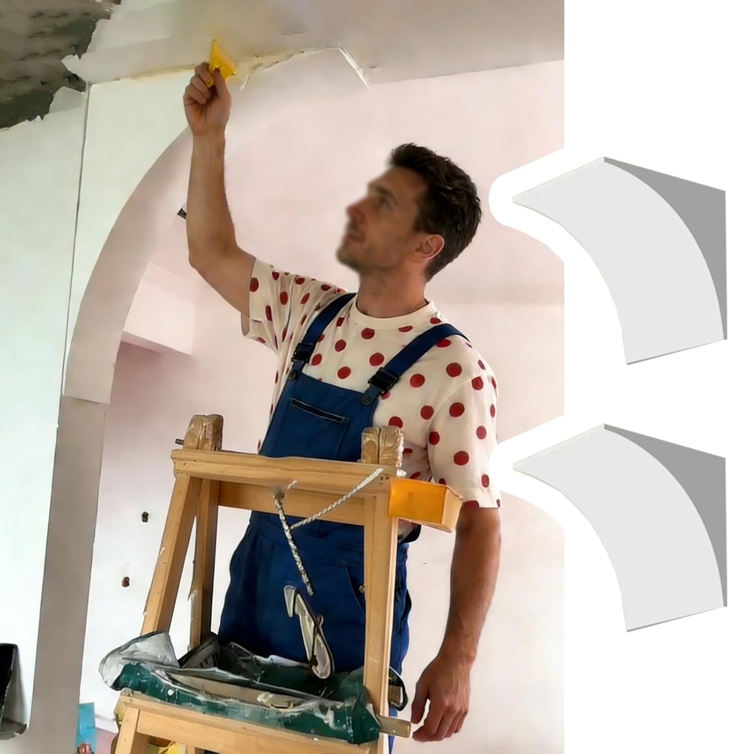 Arche de porte arrondie en mousse blanche pour une décoration de salon épurée