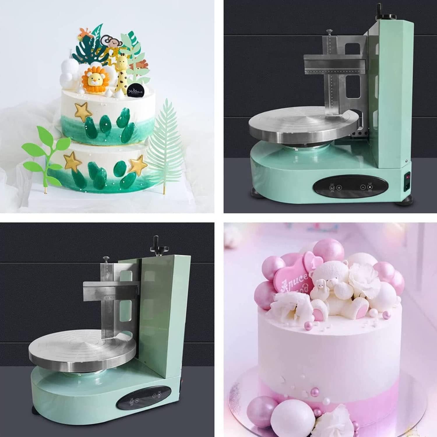 Rascador eléctrico de bordes de pastel y herramienta de alisado para pasteles de 4 a 12 pulgadas, tocadiscos giratorio ajustable para extender y pulir crema, ideal para pasteles de cumpleaños