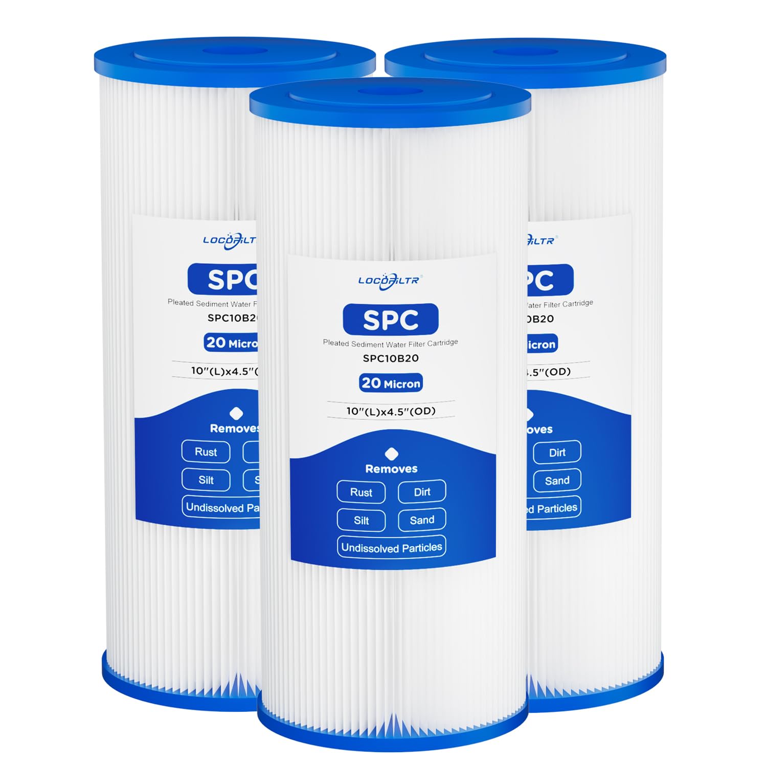FXHSC - Cartucho de filtro de agua de repuesto para agua de pozo, filtro de agua de 20 micras de 10 x 4.5 pulgadas, filtro de sedimentos de poliéster plisado compatible con FXHSC, R50-BBSA, WFHDC3001,