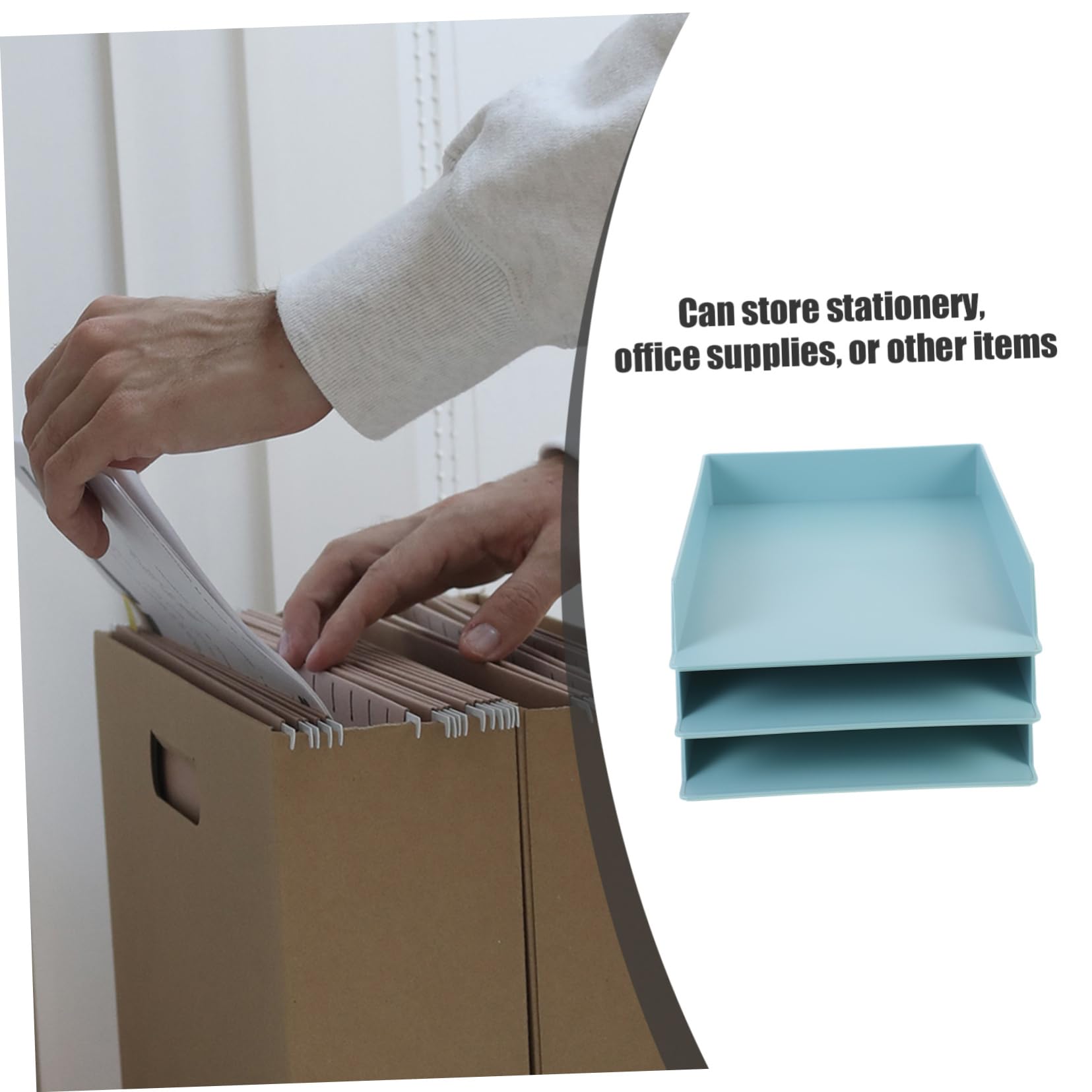 SHINEOFI 3 Stück Stapelbare Ablagefächer aus Abs Schreibtisch Organizer für A4-dokumente Große Aufbewahrungsbox für Büro und Arbeitszimmer