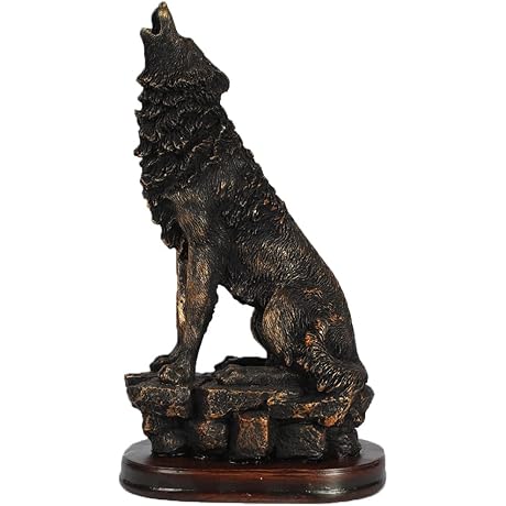 H&W Wolf Statue, 10.5''H Office Desk Decoration