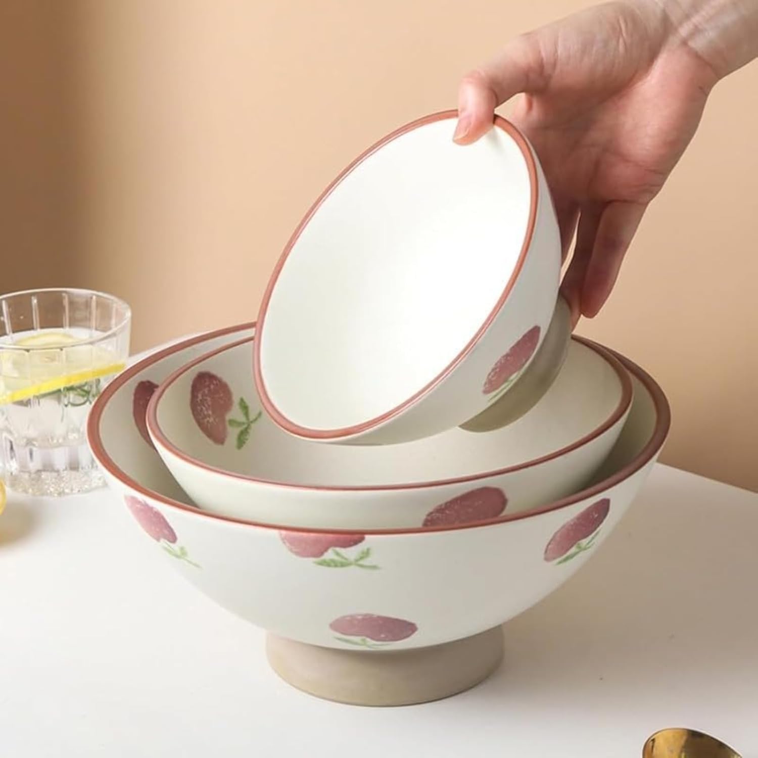 賞美堂 其泉 青白磁 菊割 色絵柘榴 高台小鉢 セット 向付 有田焼・其泉