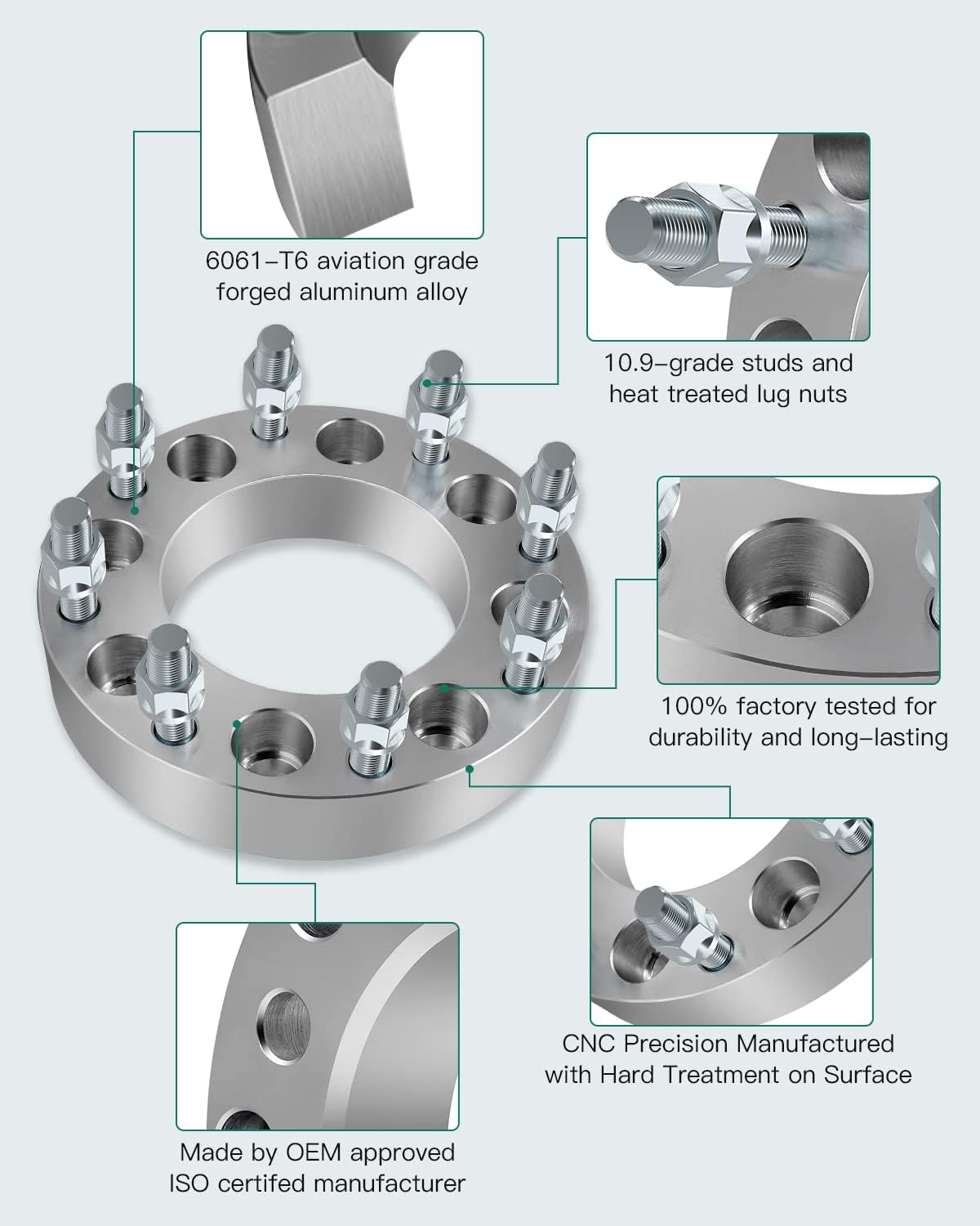 AINTIER 1.5" 8x6.5 to 8x170 Wheel Spacers Adapters Lug Centric 8 Lug 14x1.5 126mm Compatible with for Avalanche 2500 2002-2006| for Silverado 3500 HD 2007-2010(Set of 2)