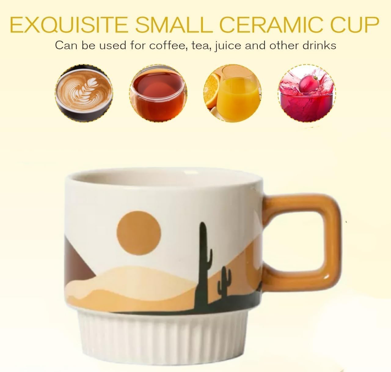 Espresso Cups,Coffee Mugs with Handle, Ceramic Mug Set, Coffee Mug Set, Coffee Cups Set, CeramicCoffee Mugs, Set of 4