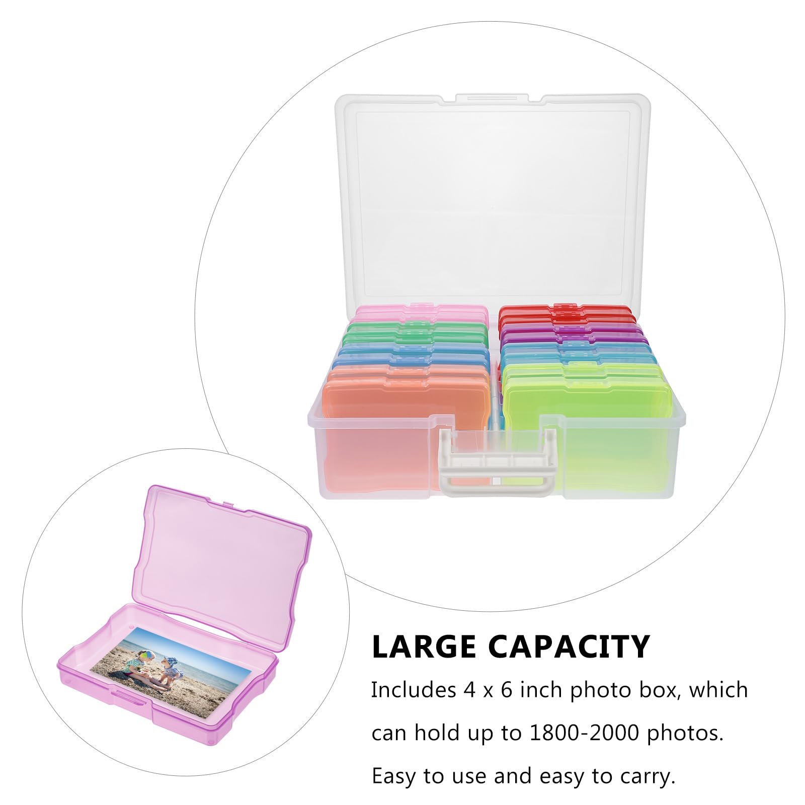 Caja Organizadora de Fotos de Plástico Pp de 4x6 Pulgadas para Almacenar y Organizar 2000 Fotos en Navidad o Manualidades