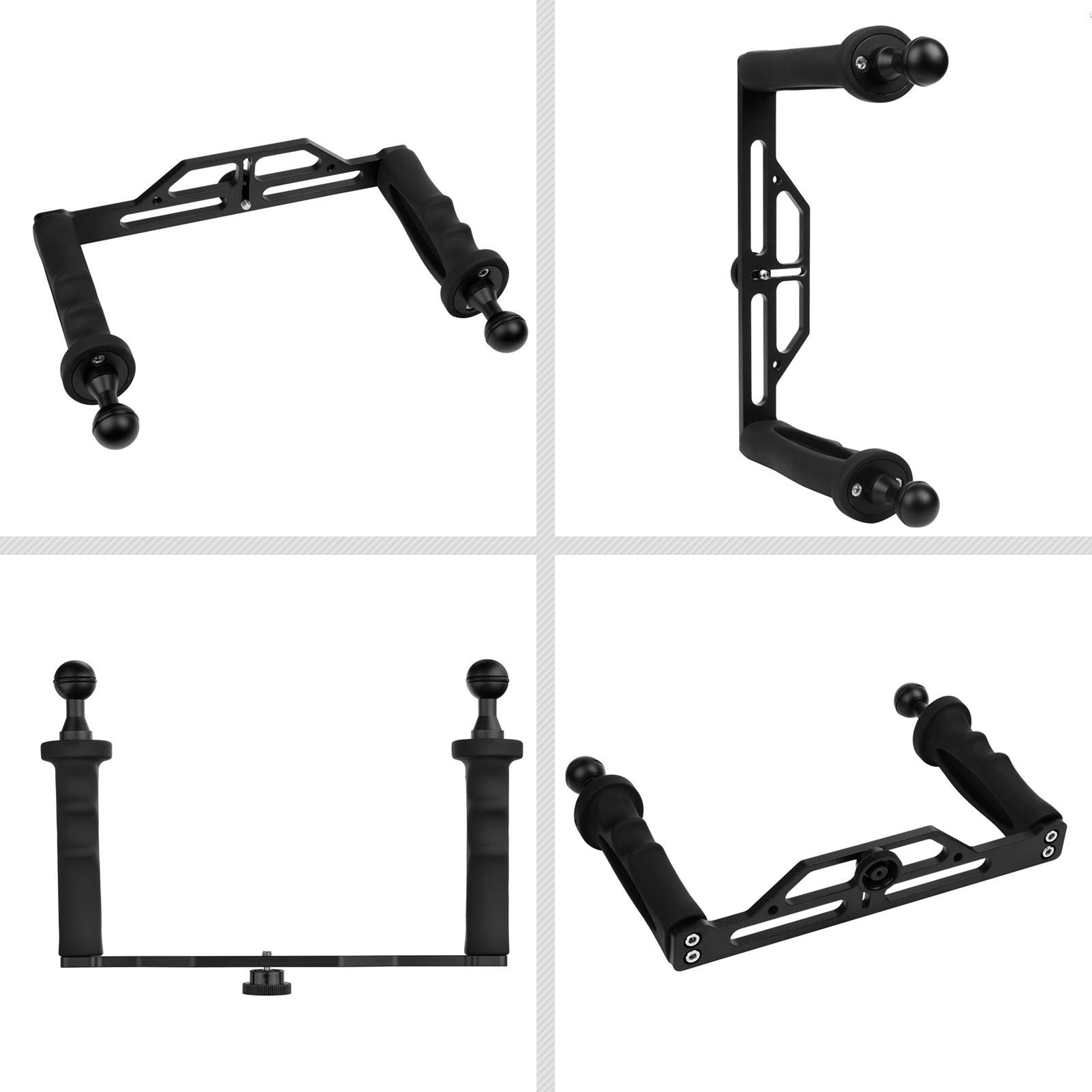 SHOOT Aluminium Dual Handheld Stabilisator Camera Unterwasser Handgriff für GoPro Hero 13/12/11/10/9/8/7/6/5/4/3+/3 SJCAM APEMAN AKASO Actionkameras