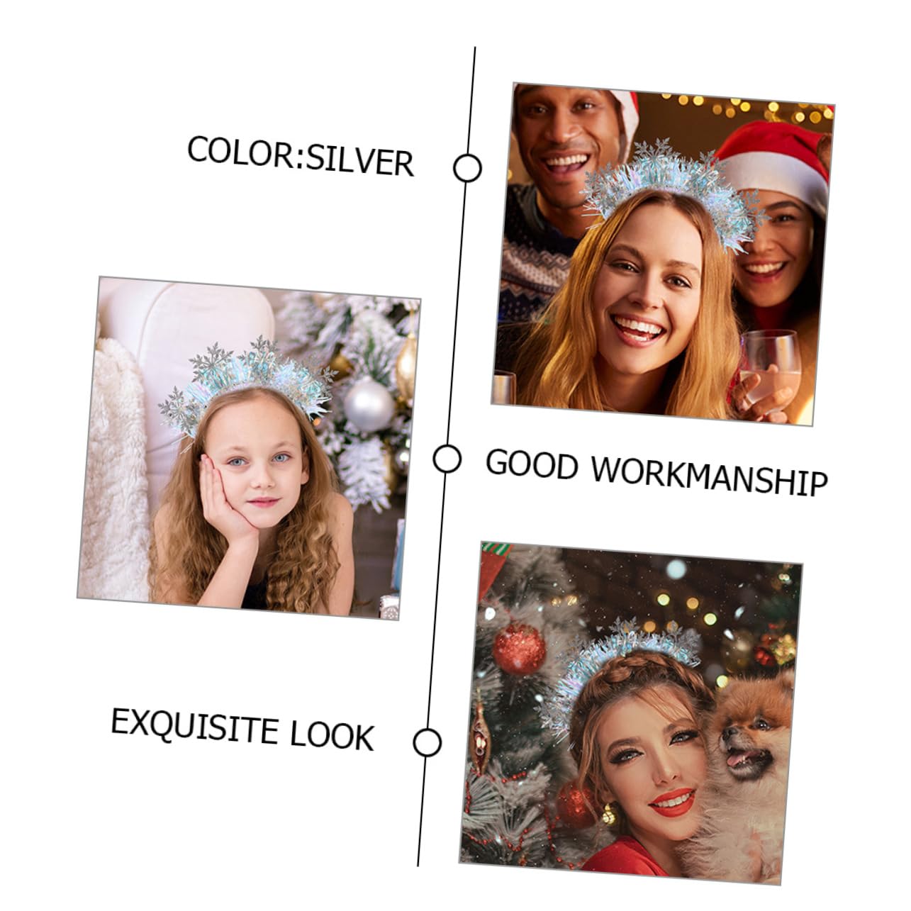 3pezzi Fascia Per Capelli Invernale Donna Fiocchi Di Accessori Per Capelli Natalizi Glitterati Per Feste e Occasioni Speciali