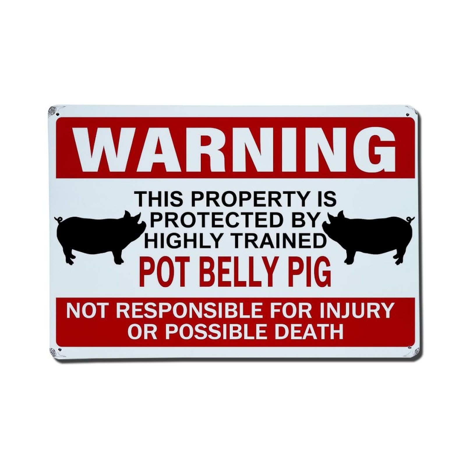Warning Pot Belly Pig Sign Retro Metal Tin Sign, Vintage Decor Art Poster for Bar, Home, Man Cave, Kitchen, Laundry Room Gift 8x12Inch