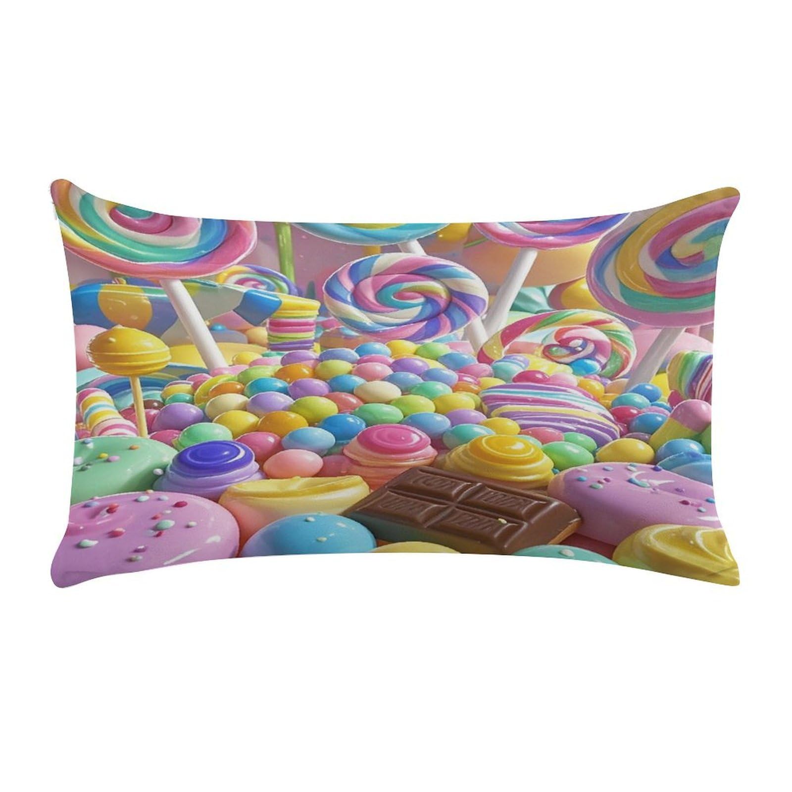 Candy Pillow Case Decorative Rectangle Throw Pillow Cover Soft Plush Pillowcase Cozy Cushion Case Modern Pillow Sham Cushion Cover for Bedroom Sofa Couch 20 X 12 Inch