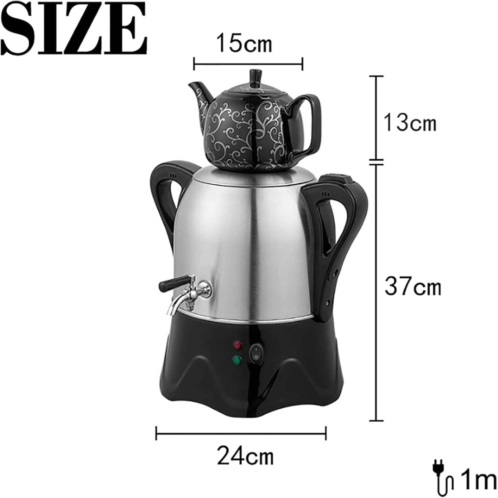 Turecki ekspres do kawy 3L z ceramicznym czajnikiem 1L | Automatyczne wyłączanie i ochrona przed wysuszeniem, funkcja automatycznego utrzymywania ciepła(black)