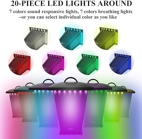 Miniatura 5 de pohopa Altavoces Bluetooth impermeables, 2 paquetes de sonido estéreo inalámbrico verdadero de 20 W, linterna de emparejamiento dual para exteriores