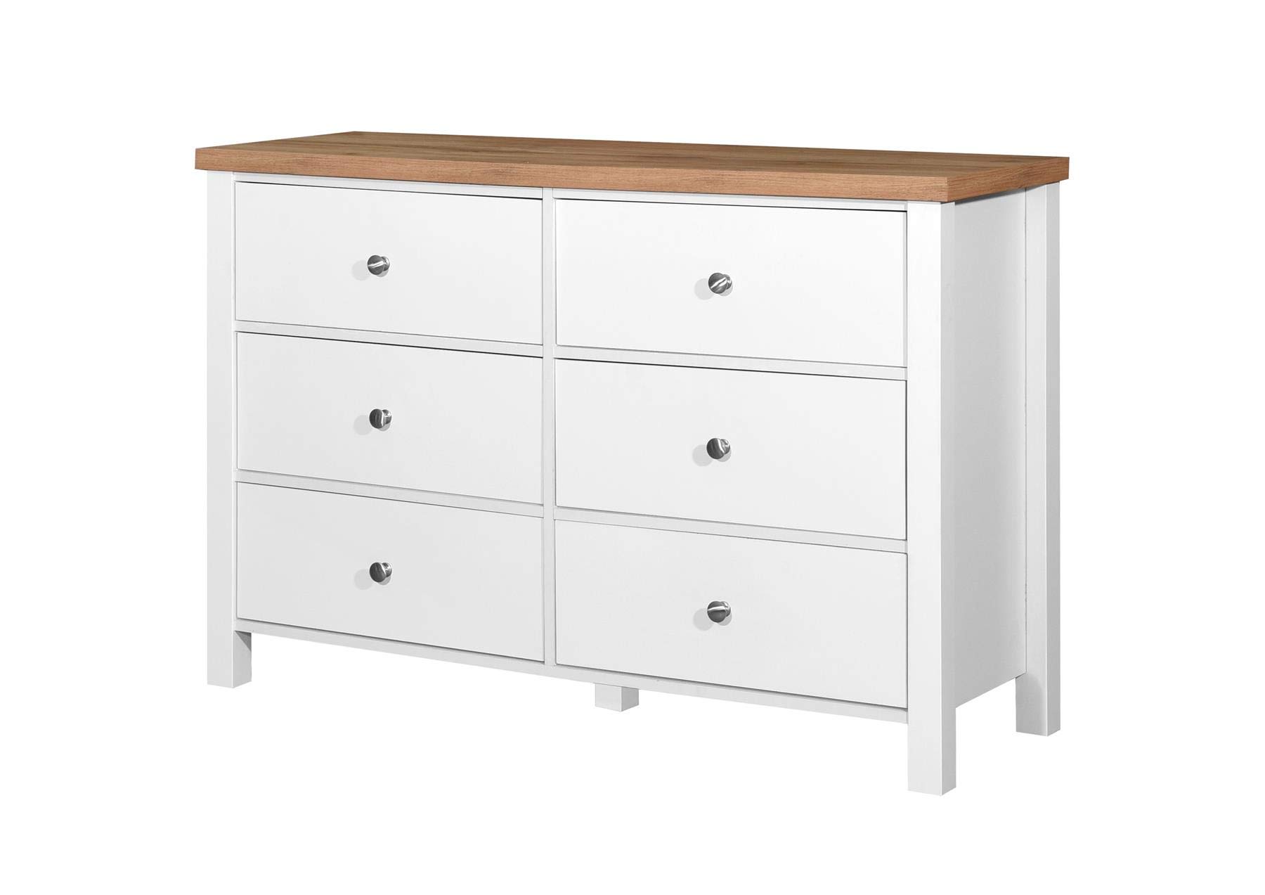 Astbury 6 Drawer Chest - White Oak Top - Bedroom Storage - Particle Board