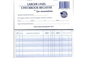 Larger Lines Check Registers, Made in The USA, for Personal Checkbook -...