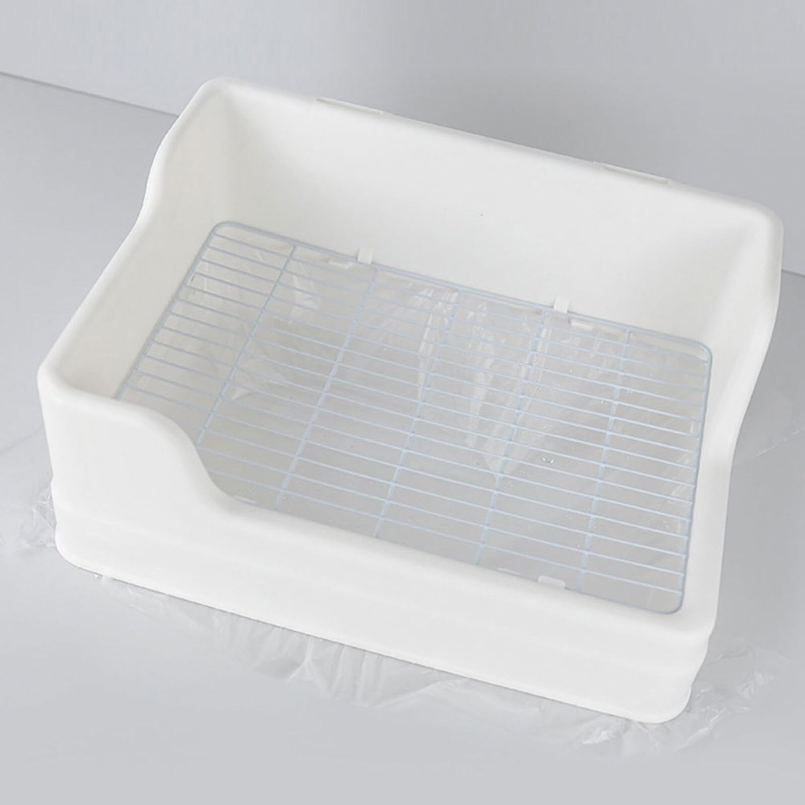 GALPADA Toilette per Animali Domestici in Plastico Bianco, Lettiera per Conigli e Porcellini D'india Facile da Pulire, Design Diviso in Parti Doppia Fissazione Anti-ribaltamento