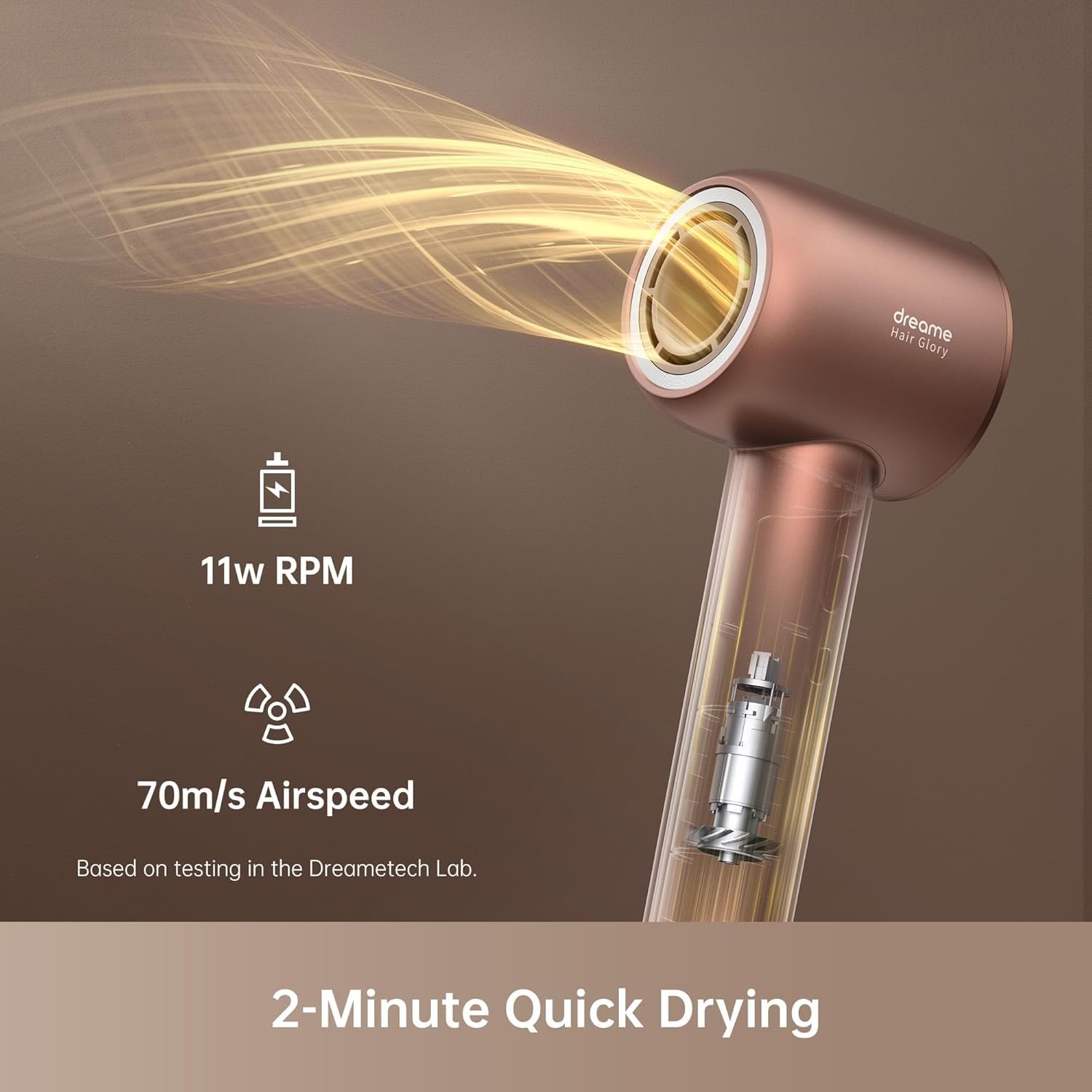 Dreame Glory Hair Dryer, Fast Drying, 300 Million Negative Ionic Blow Dryer, 110,000 RPM Motor High-Speed, Lightweight, Low Noise Hairdryer For Travel, Constant Temperature Hair Care, (Rose) 2