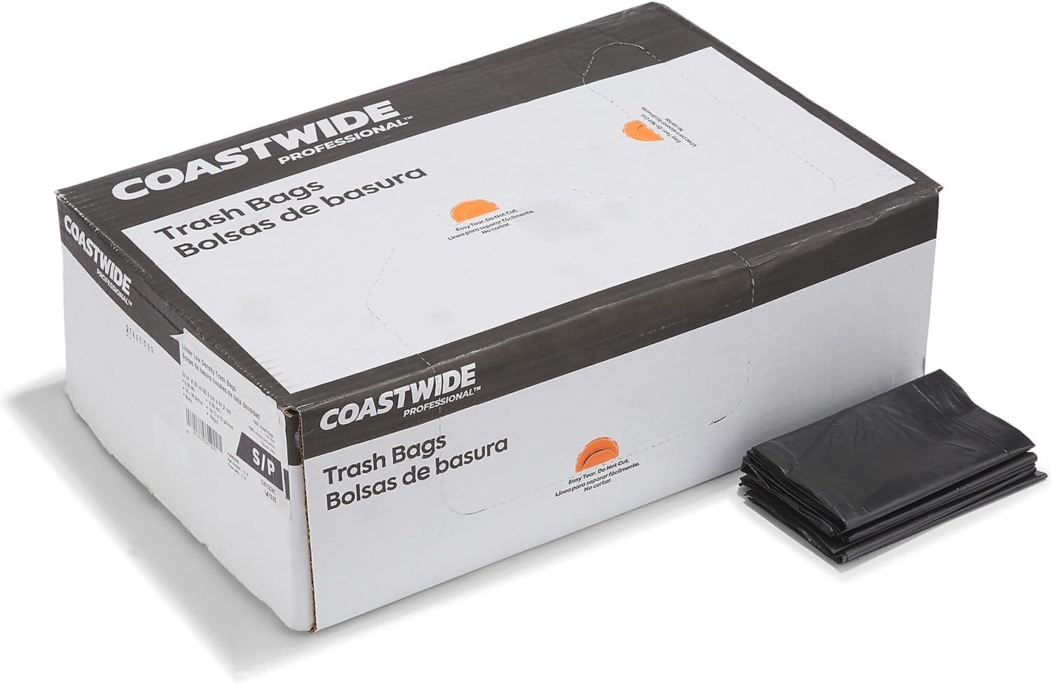 Coastwide Professional 12-16 Gallon Trash Bag, 24" x 32", Low Density, 0.35 mil, Black, 1000 Bags/Box