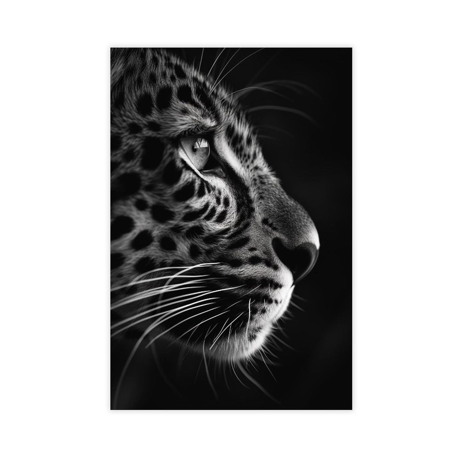 Oquajk Black And White Cheetah Poster Canvas Poster Bedroom Decor Landscape Office Room Decor Gift 12X18inch(30X45cm)