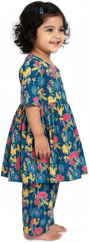 Chandrakala Kids Kurti Pant Co-ord Set for Girls Ethnic Wear (KG119-P)