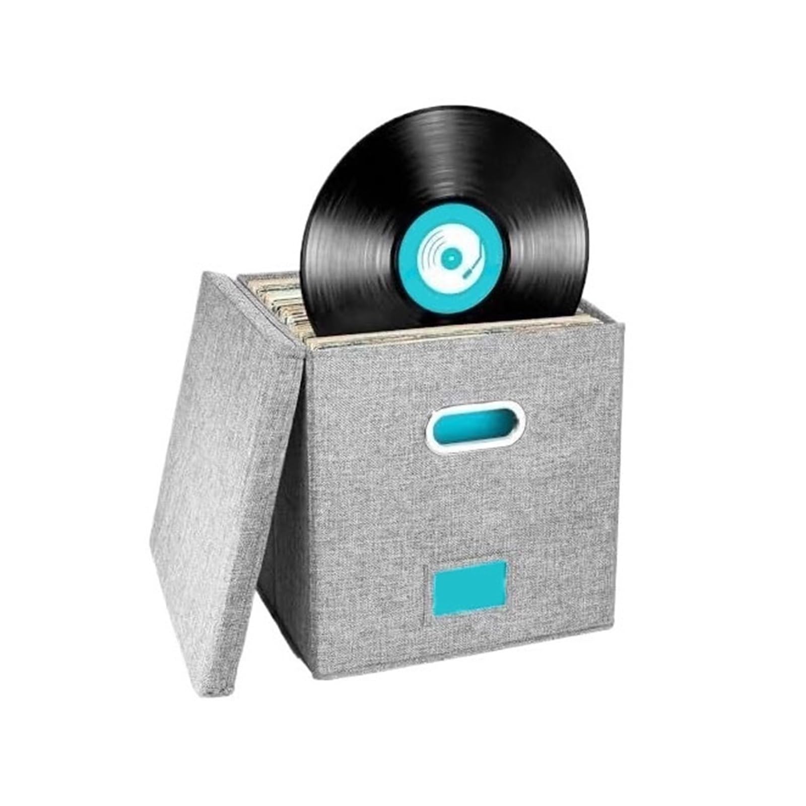 Ufficio Scatola porta dischi in vinile quadrata in tessuto di cotone e lino Scaffale porta dischi