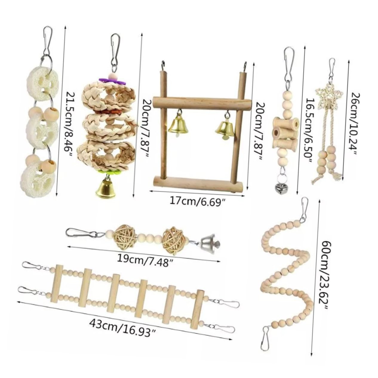 BESPORTBLE 2juegos Percha De Madera para Pájaros Juguete De para Periquitos y Loros Escalera De Masticar Accesorio Interactivo para Jaula