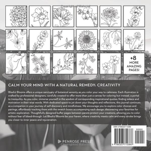 Blissful Blooms Flower Coloring Book for Adults, Mothers Day Flowers: Minimalist, Modern & Soothing Flowers for Stress Relief, Anxiety Management, & ... Creativity, & Calm, Peaceful Zen Moments image 3