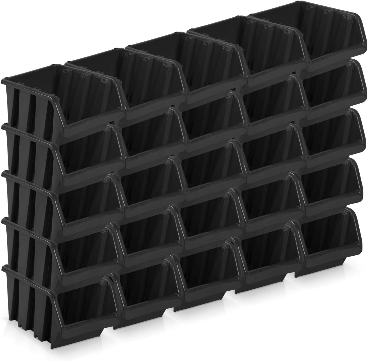 Pack of 25 Size 3 Plastic Storage Boxes Black (12 x 19.5 x 9 cm
