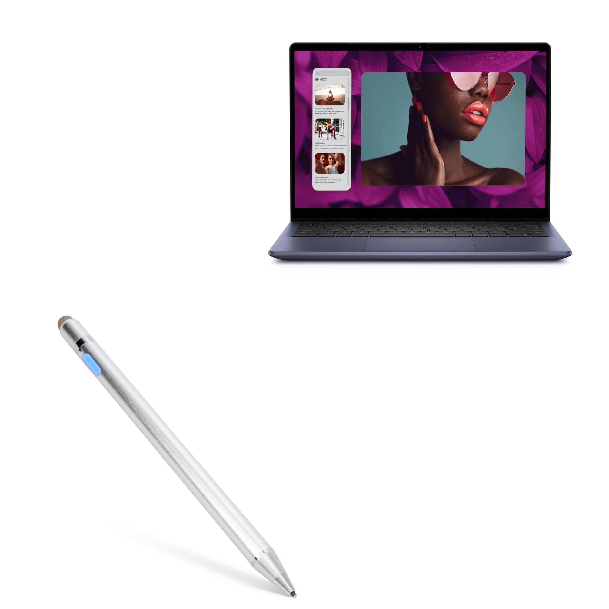 BoxWave Stylus Pen Compatible with Dell Inspiron 2-in-1 7445 - AccuPoint Active Stylus, Electronic Stylus with Ultra Fine Tip - Metallic Silver