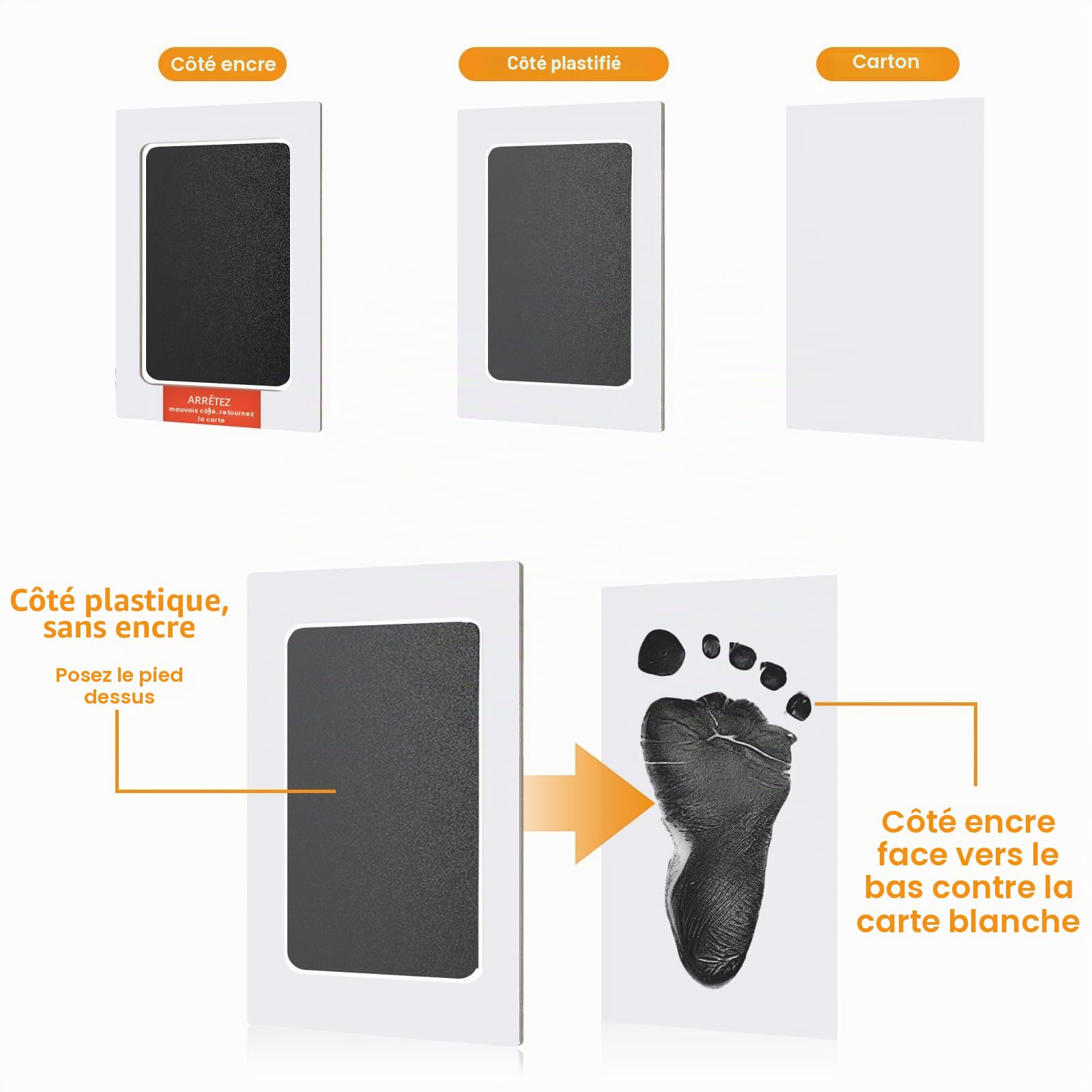 4 Pcs Empreinte Main Pied Bebe, Kit Empreinte Pieds et Mains Bébé, Kit Empreinte Bébé, Encre Empreinte Bébé, Empreinte Chien, Empreinte Chat, Kit pour Empreinte Animaux, Noir